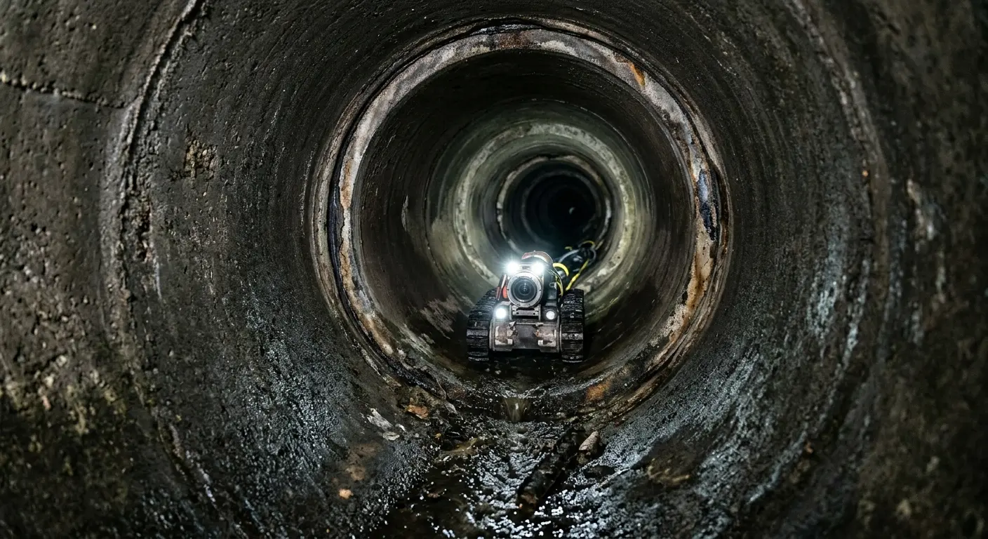 Robotic sewer camera inspecting pipe interior for Drain Snake Service in Fairview